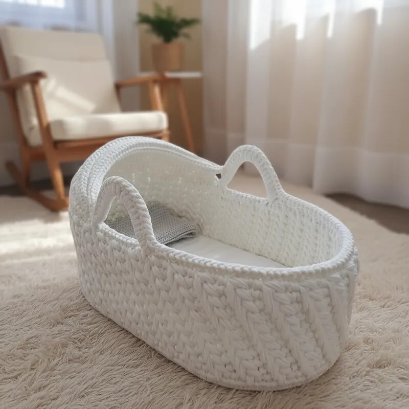 Cesto Moisés de Crochê Bercinho para Quarto Bebê