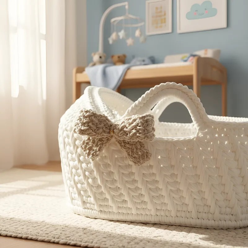 Cesto Moisés de Crochê Bercinho para Quarto Bebê