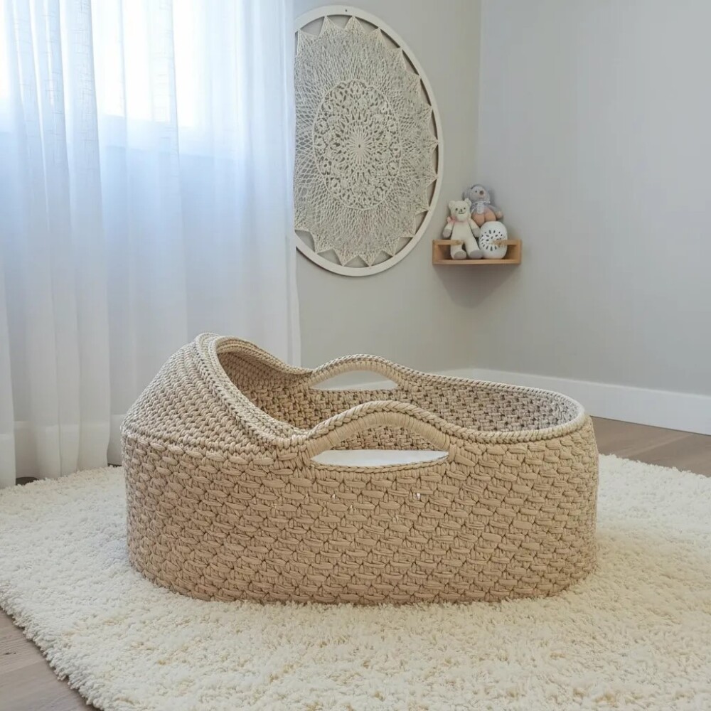 Cesto Moisés Grande de Crochê Bercinho para Quarto Bebê