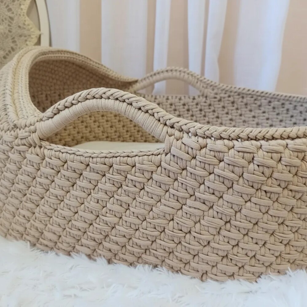 Cesto Moisés Grande de Crochê Bercinho para Quarto Bebê