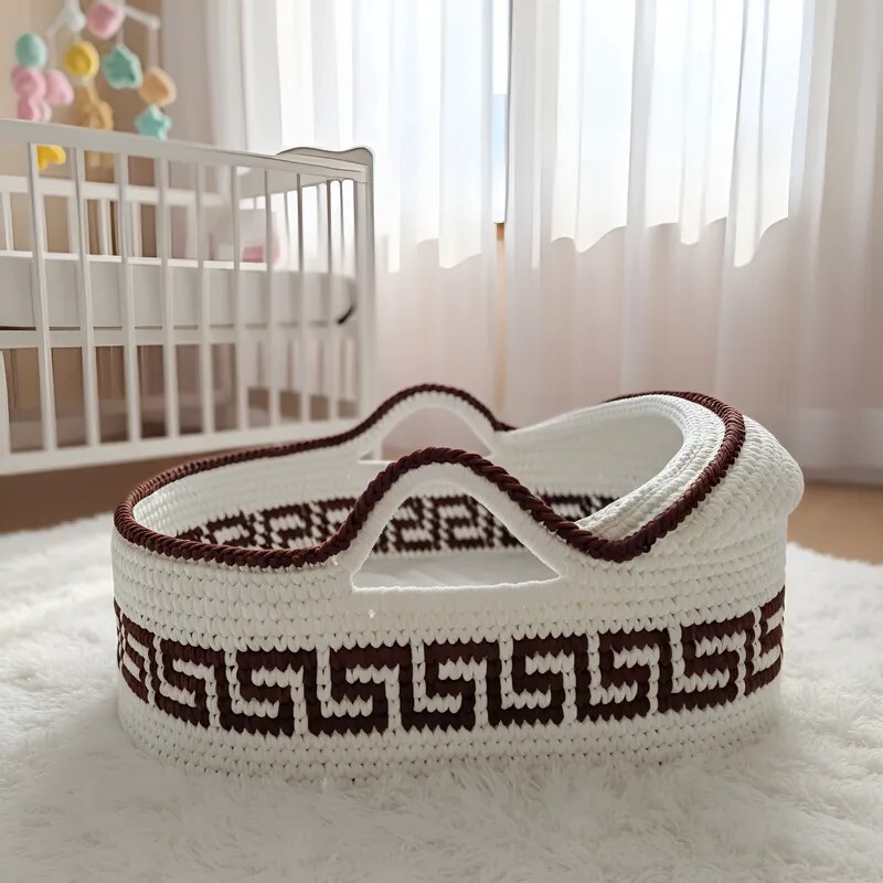 Cesto Moisés Grande de Crochê Bercinho para Quarto Bebê