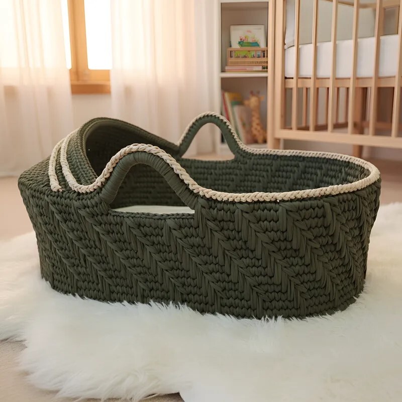 Cesto Moisés Grande de Crochê Bercinho para Quarto Bebê