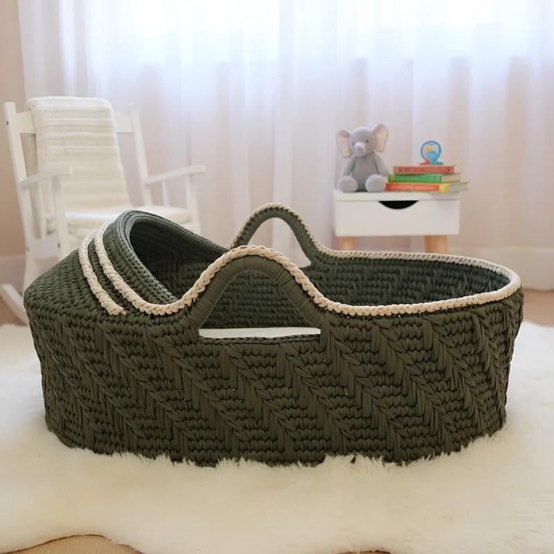 Cesto Moisés Grande de Crochê Bercinho para Quarto Bebê