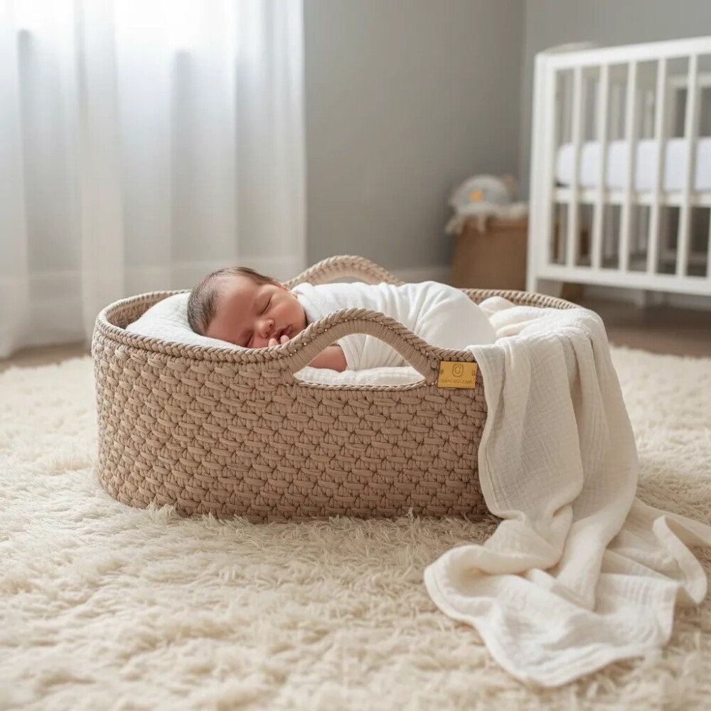 Cesto Moisés Grande de Crochê Bercinho para Quarto Bebê