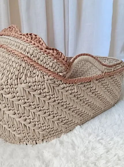 Cesto Moisés de Crochê Bercinho para Quarto Bebê