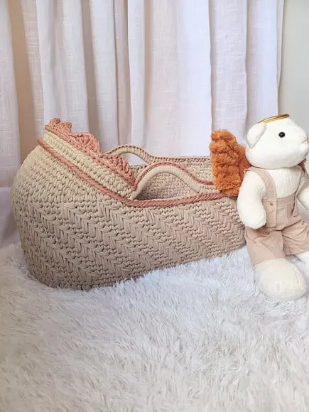 Cesto Moisés de Crochê Bercinho para Quarto Bebê