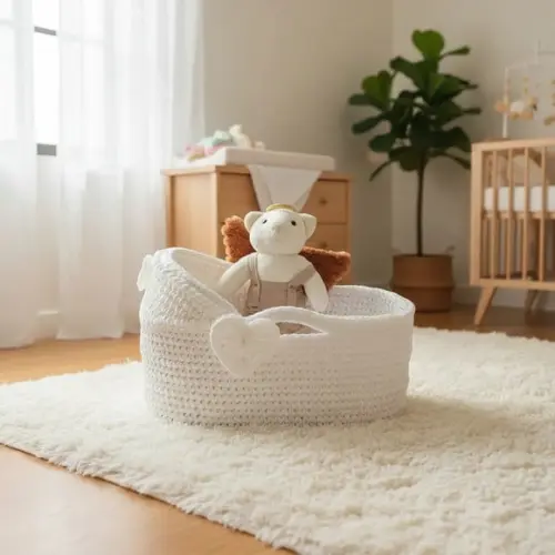 Cesto Moisés de Crochê Bercinho para Quarto Bebê