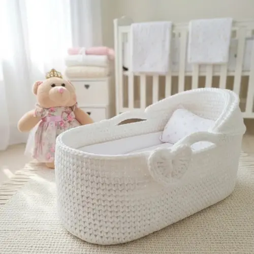 Cesto Moisés de Crochê Bercinho para Quarto Bebê