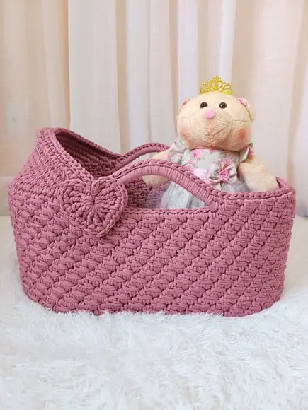 Cesto Moisés de Crochê Bercinho para Quarto Bebê