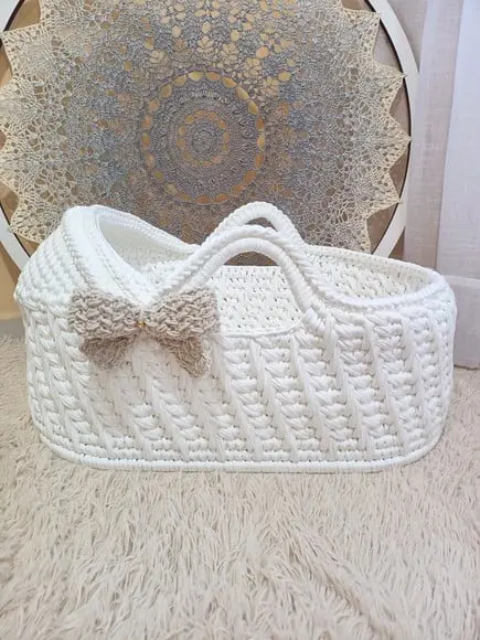 Cesto Moisés de Crochê Bercinho para Quarto Bebê