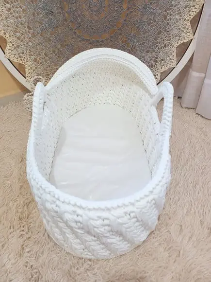 Cesto Moisés de Crochê Bercinho para Quarto Bebê
