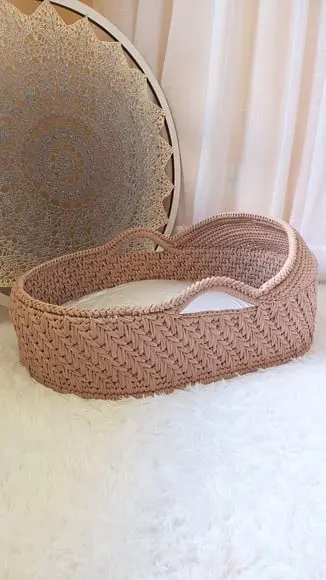 Cesto Moisés Grande de Crochê Bercinho para Quarto Bebê