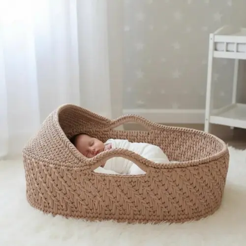 Cesto Moisés Grande de Crochê Bercinho para Quarto Bebê