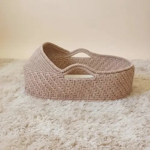 Cesto Moisés Grande de Crochê Bercinho para Quarto Bebê