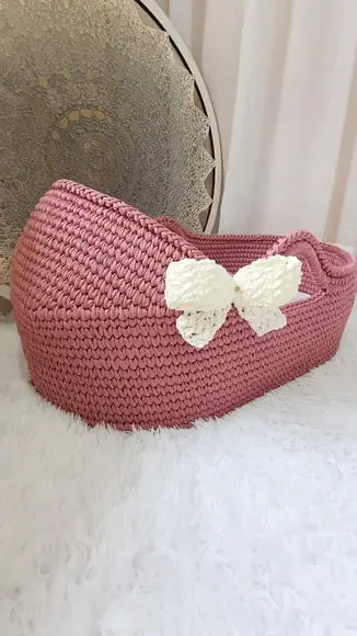 Cesto Moisés Grande de Crochê Bercinho para Quarto Bebê