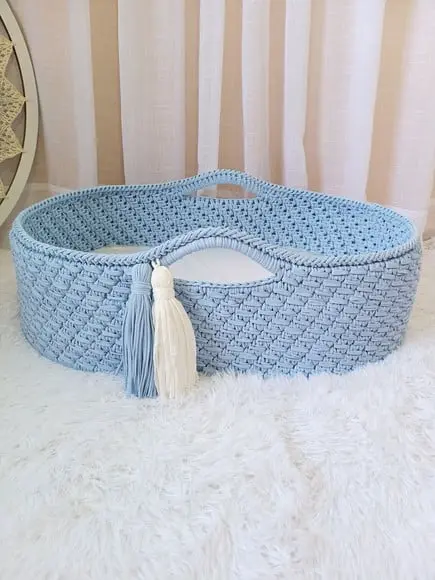 Cesto Moisés Grande de Crochê Bercinho para Quarto Bebê
