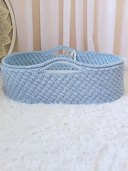 Cesto Moisés Grande de Crochê Bercinho para Quarto Bebê