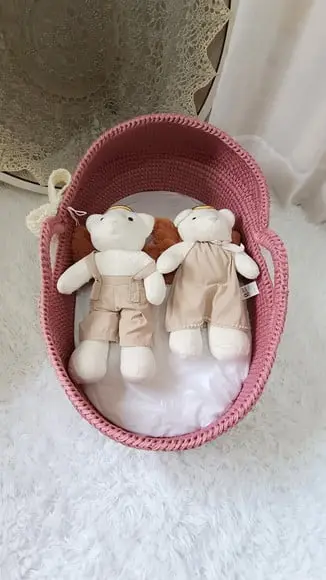 Cesto Moisés Grande de Crochê Bercinho para Quarto Bebê