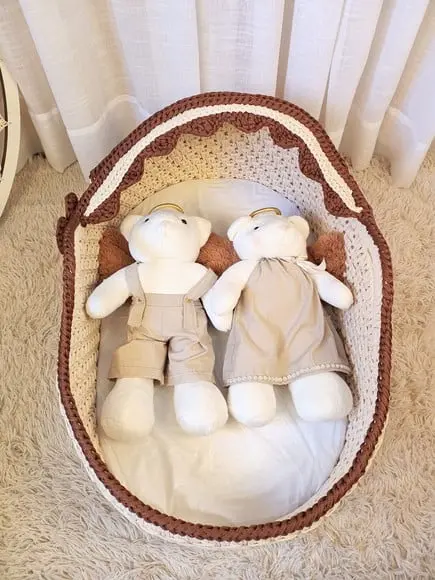 Cesto Moisés Grande de Crochê Bercinho para Quarto Bebê