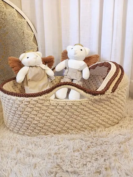 Cesto Moisés Grande de Crochê Bercinho para Quarto Bebê