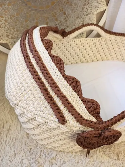 Cesto Moisés Grande de Crochê Bercinho para Quarto Bebê