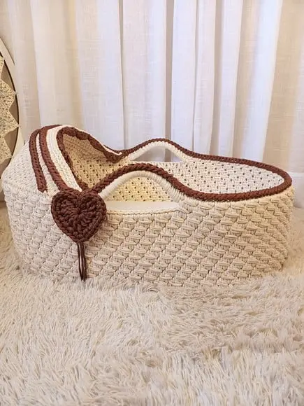 Cesto Moisés Grande de Crochê Bercinho para Quarto Bebê