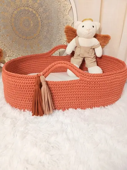 Cesto Moisés Grande de Crochê Bercinho para Quarto Bebê