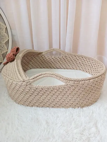 Cesto Moisés Grande de Crochê Bercinho para Quarto Bebê