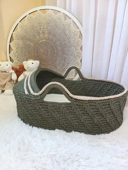Cesto Moisés Grande de Crochê Bercinho para Quarto Bebê