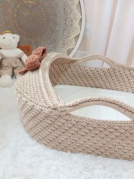 Cesto Moisés Grande de Crochê Bercinho para Quarto Bebê