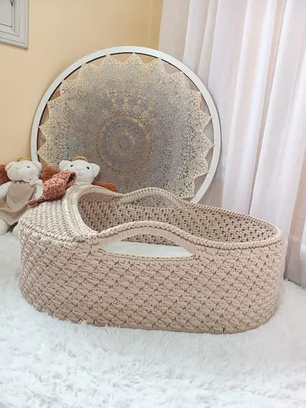 Cesto Moisés Grande de Crochê Bercinho para Quarto Bebê