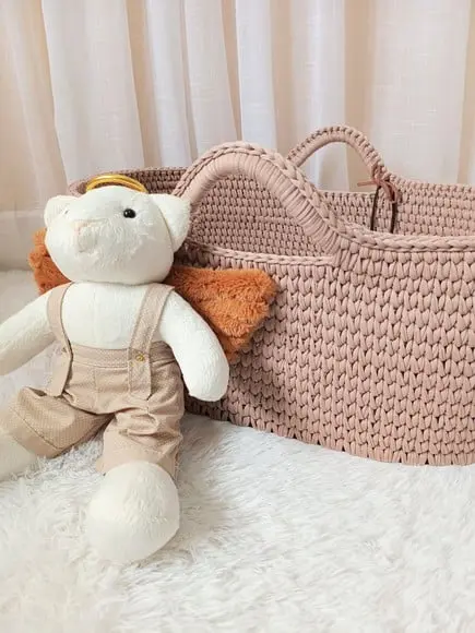 Cesto Moisés Grande de Crochê Bercinho para Quarto Bebê