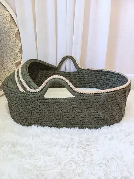 Cesto Moisés Grande de Crochê Bercinho para Quarto Bebê
