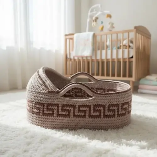 Cesto Moisés Grande de Crochê Bercinho para Quarto Bebê