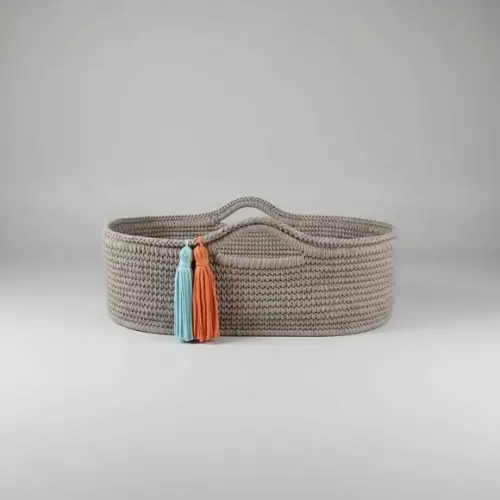 Cesto Moisés Grande de Crochê Bercinho para Quarto Bebê