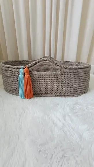 Cesto Moisés Grande de Crochê Bercinho para Quarto Bebê