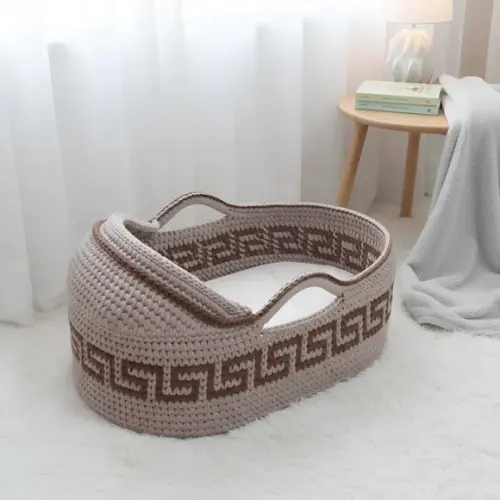 Cesto Moisés Grande de Crochê Bercinho para Quarto Bebê