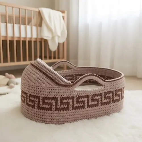 Cesto Moisés Grande de Crochê Bercinho para Quarto Bebê