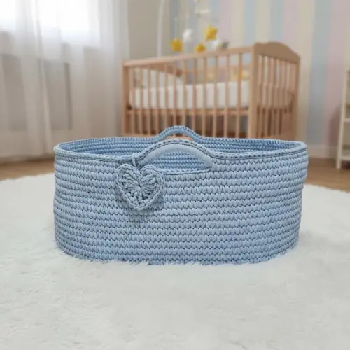 Cesto Moisés Grande de Crochê Bercinho para Quarto Bebê