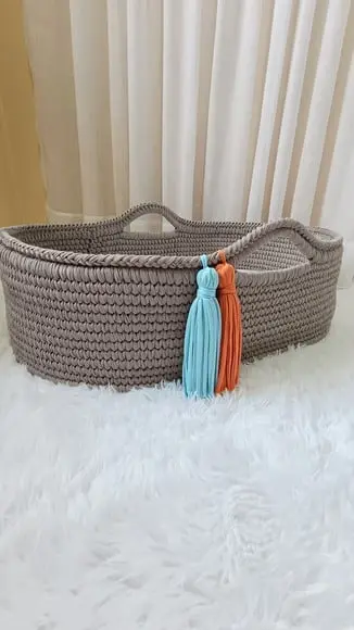 Cesto Moisés Grande de Crochê Bercinho para Quarto Bebê