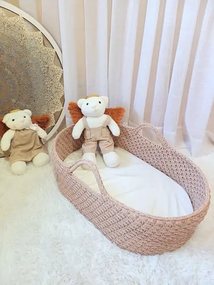 Cesto Moisés Grande de Crochê Bercinho para Quarto Bebê