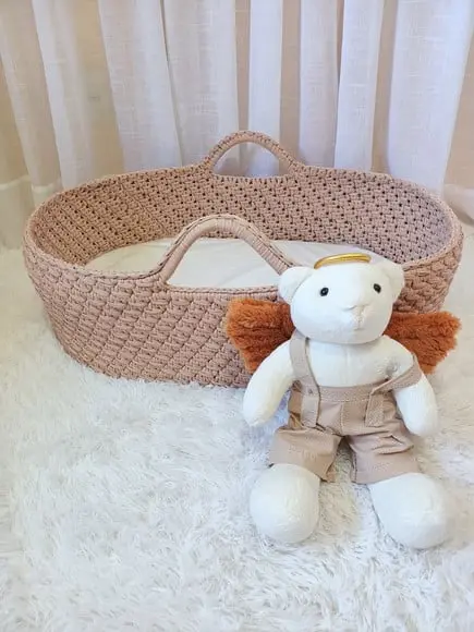 Cesto Moisés Grande de Crochê Bercinho para Quarto Bebê