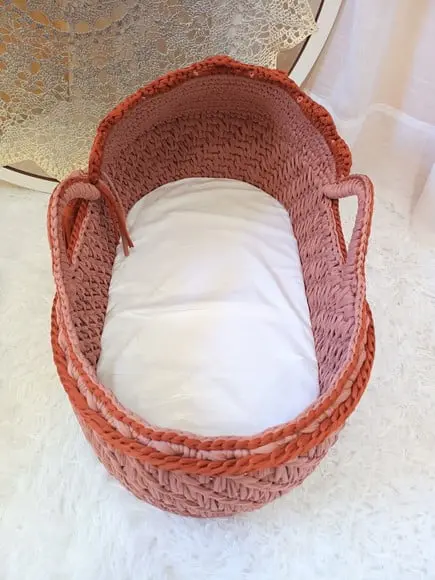 Cesto Moisés Ninho de Crochê Bercinho para Quarto Bebê