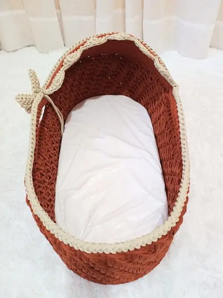 Cesto Moisés Ninho de Crochê Bercinho para Quarto Bebê