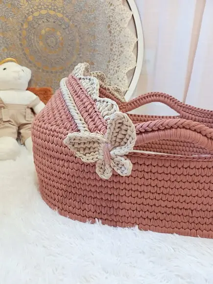 Cesto Moisés Ninho de Crochê Bercinho para Quarto Bebê
