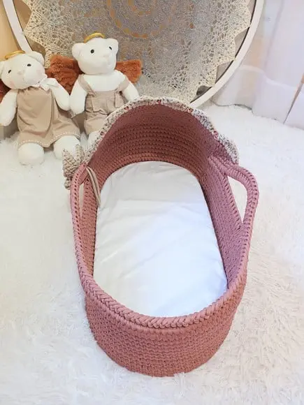Cesto Moisés Ninho de Crochê Bercinho para Quarto Bebê