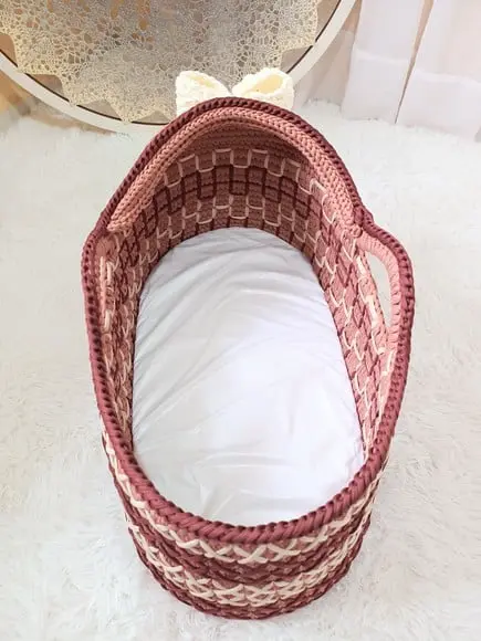 Cesto Moisés Ninho de Crochê Bercinho para Quarto Bebê