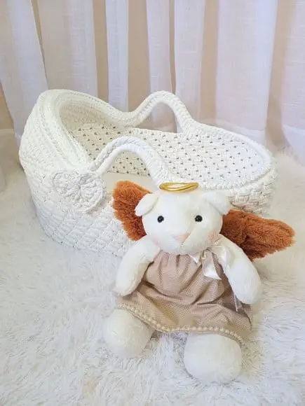 Cesto Moisés Ninho de Crochê Bercinho para Quarto Bebê