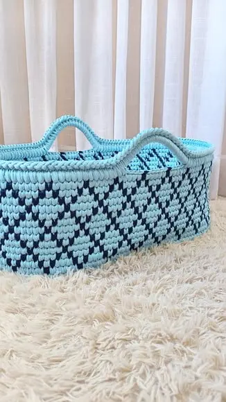 Cesto Moisés Ninho de Crochê Bercinho para Quarto Bebê