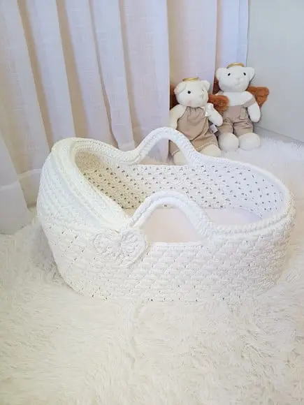 Cesto Moisés Ninho de Crochê Bercinho para Quarto Bebê